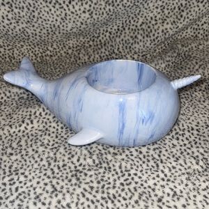 Narwhal unicorn whale Isaac Jacobs decor planter or candle holder multipurpose